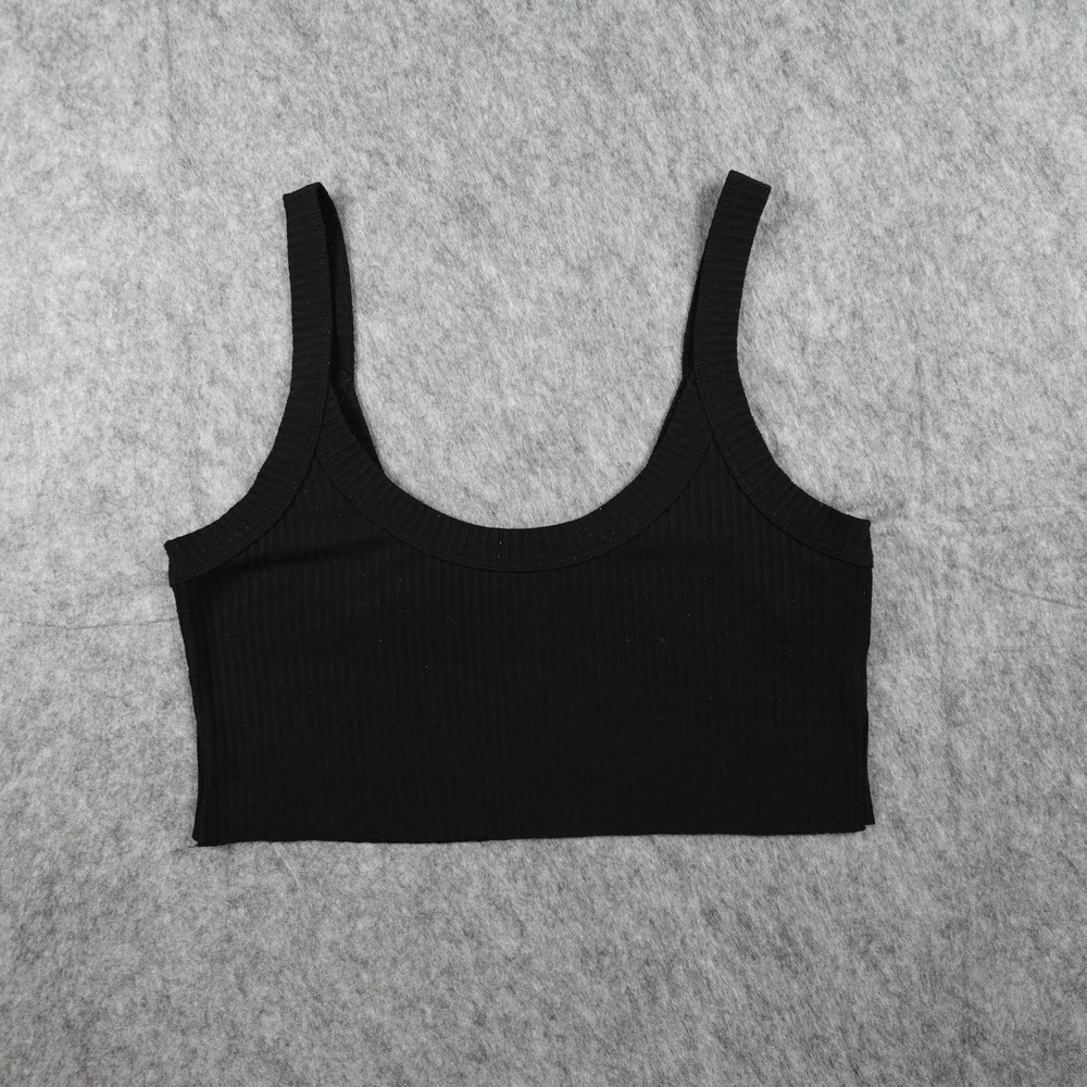 Lovers and Friends Top Women Medium Black Ribbed‎ Scoop Neck Cropped Sleeveless